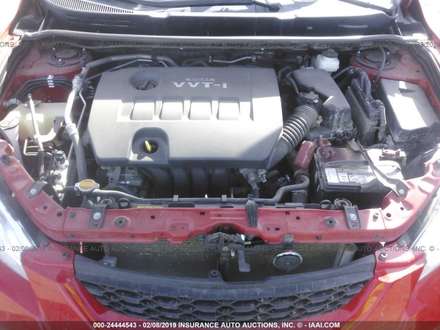 2T1KU4EE6AC402735 - 2010 TOYOTA COROLLA MATRIX  RED photo 10
