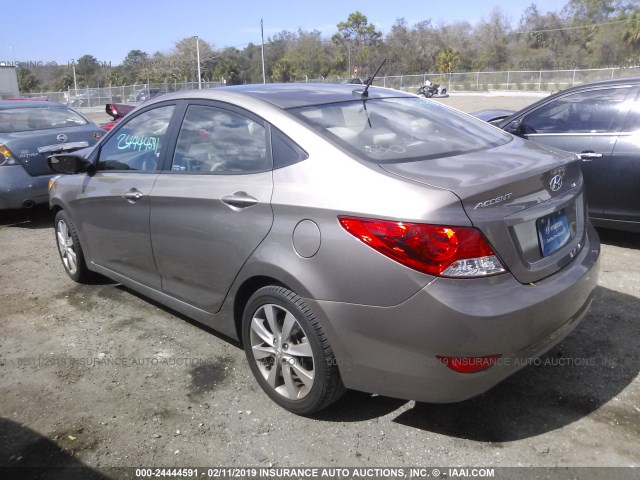 KMHCU4AE4EU737670 - 2014 HYUNDAI ACCENT GLS/SE BROWN photo 3