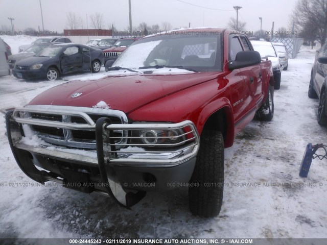 1B7HG48N02S659080 - 2002 DODGE DAKOTA QUAD SLT RED photo 2