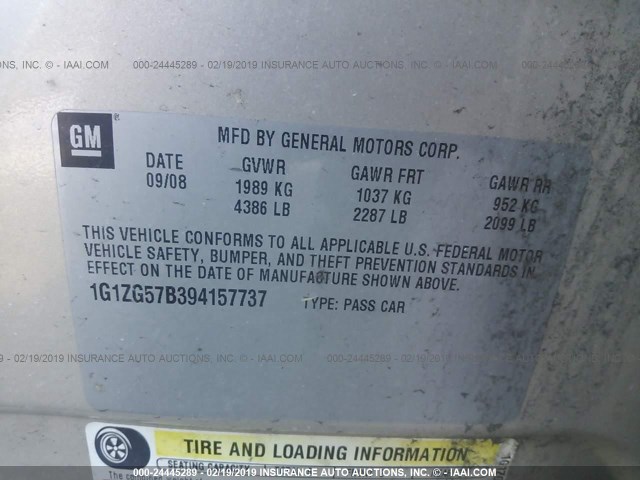 1G1ZG57B394157737 - 2009 CHEVROLET MALIBU LS Qızıl foto 9