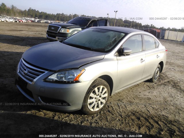 3N1AB7AP4EY306122 - 2014 NISSAN SENTRA S/SV/SR/SL SILVER photo 2