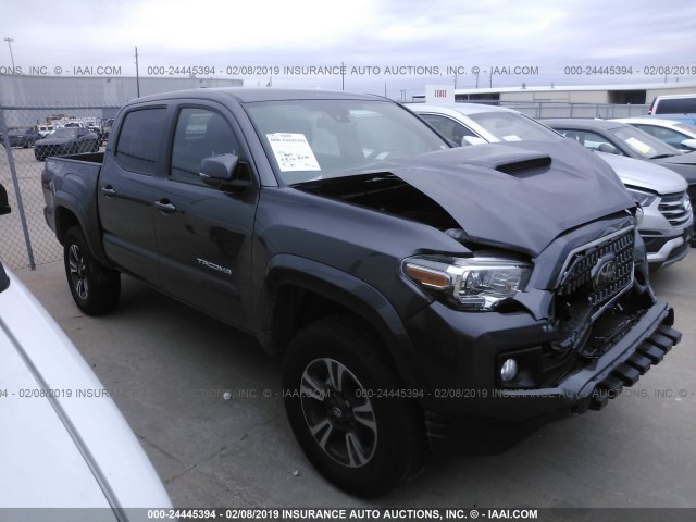 5TFCZ5ANXKX171147 - 2019 TOYOTA TACOMA DOUBLE CAB/SR/SR5/TRD SPO GRAY photo 1