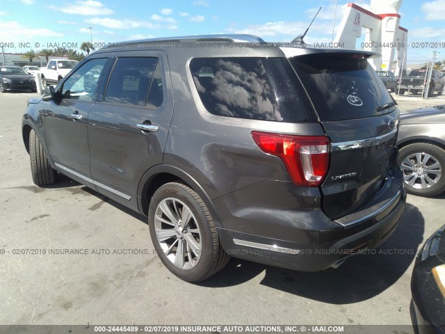 1FM5K7F89JGB80587 - 2018 FORD EXPLORER LIMITED GRAY photo 3