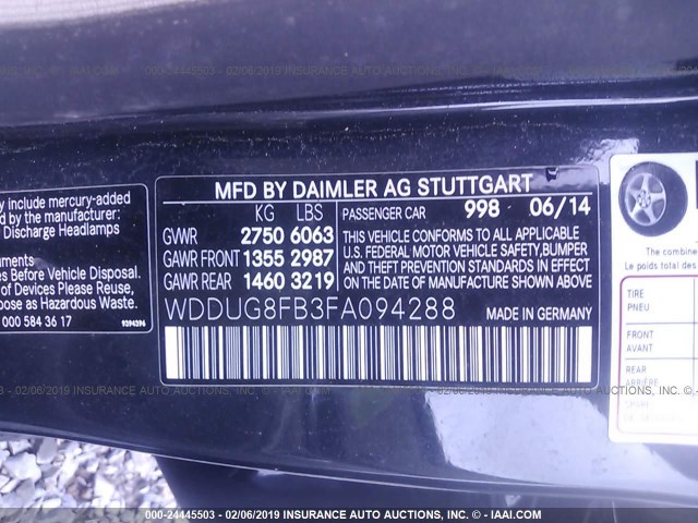 WDDUG8FB3FA094288 - 2015 MERCEDES-BENZ S 550 4MATIC BLACK photo 9