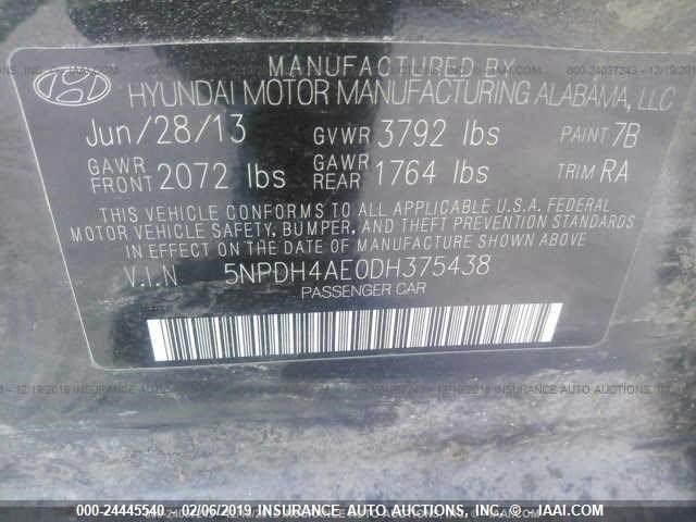 5NPDH4AE0DH375438 - 2013 HYUNDAI ELANTRA GLS/LIMITED BLACK photo 10