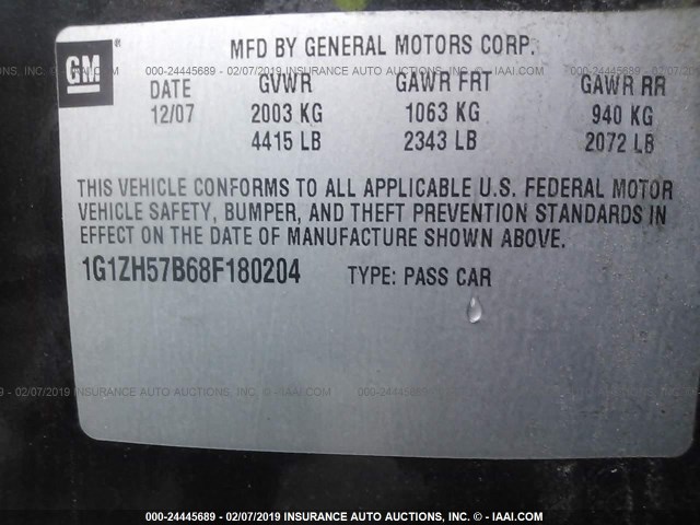 1G1ZH57B68F180204 - 2008 CHEVROLET MALIBU 1LT 黑色 照片 9