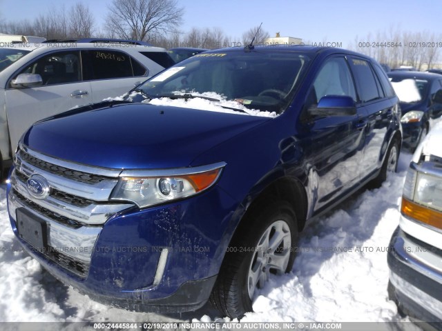 2FMDK4JC0DBB63565 - 2013 FORD EDGE SEL BLUE photo 2