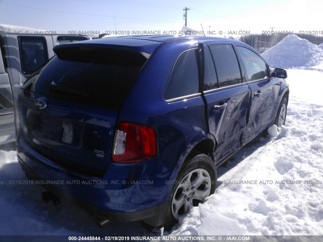 2FMDK4JC0DBB63565 - 2013 FORD EDGE SEL BLUE photo 4