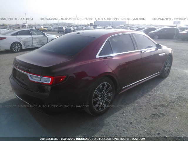 1LN6L9RP8H5608784 - 2017 LINCOLN CONTINENTAL RESERVE RED photo 4