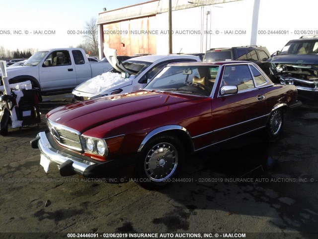 WDBBA48D3GA052780 - 1986 MERCEDES-BENZ 560 SL RED photo 2