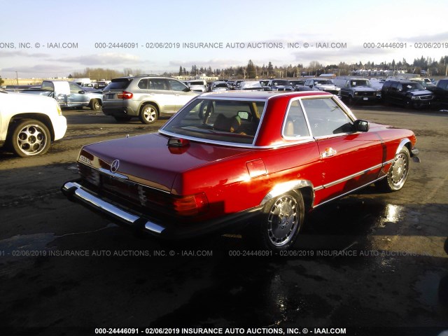 WDBBA48D3GA052780 - 1986 MERCEDES-BENZ 560 SL RED photo 4