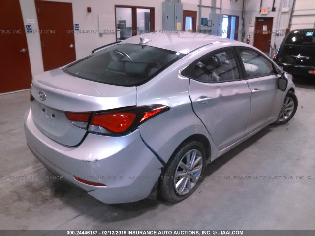 KMHDH4AE8FU229437 - 2015 HYUNDAI ELANTRA SILVER photo 4