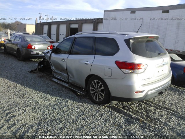 5N1AR2MN4FC715605 - 2015 NISSAN PATHFINDER S/SV/SL/PLATINUM SILVER photo 3