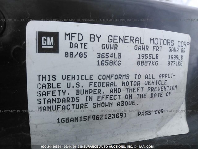 1G8AN15F96Z123691 - 2006 SATURN ION LEVEL 2 银色 照片 9