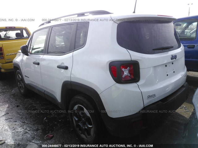 ZACCJAAB3HPE94103 - 2017 JEEP RENEGADE SPORT WHITE photo 3