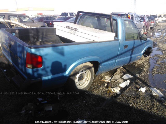 1GCCS14ZXS8229019 - 1995 CHEVROLET S TRUCK S10 BLUE photo 4