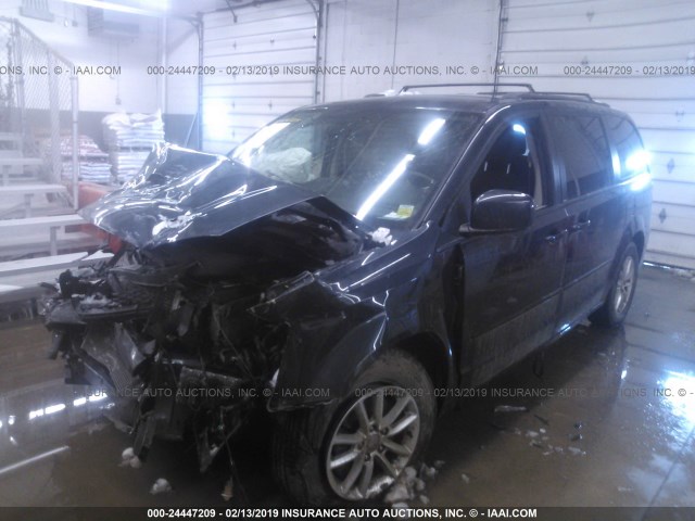 2C4RDGCGXER266183 - 2014 DODGE GRAND CARAVAN SXT BLUE photo 2