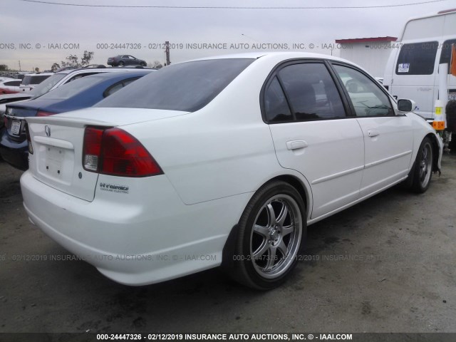 JHMES96624S001367 - 2004 HONDA CIVIC HYBRID WHITE photo 4