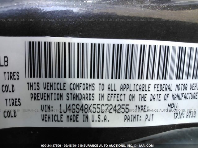 1J4GS48K55C724255 - 2005 JEEP GRAND CHEROKEE LAREDO/COLUMBIA/FREEDOM 深棕色 照片 9
