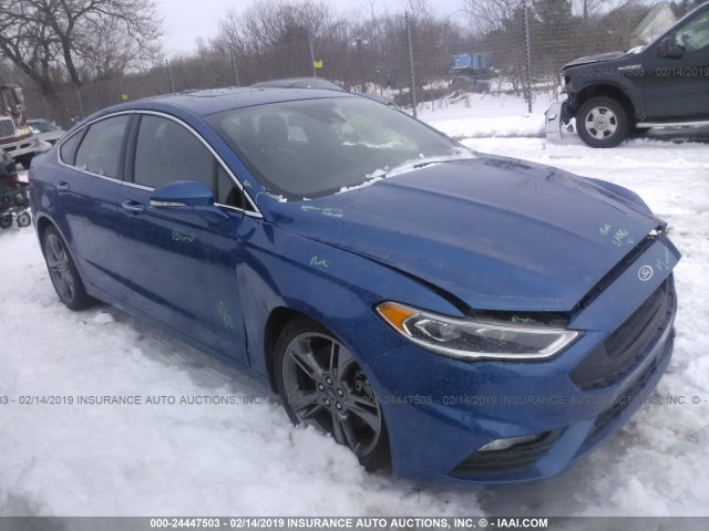 3FA6P0VP1HR290861 - 2017 FORD FUSION SPORT BLUE photo 1