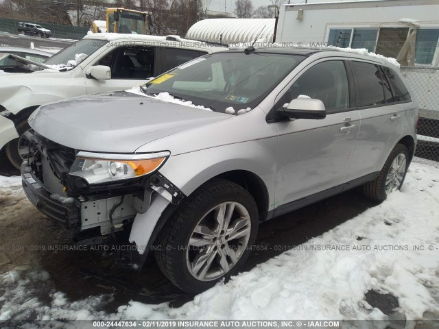 2FMDK4JC1EBA40939 - 2014 FORD EDGE SEL SILVER photo 2