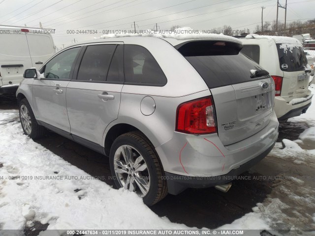 2FMDK4JC1EBA40939 - 2014 FORD EDGE SEL SILVER photo 3