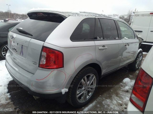 2FMDK4JC1EBA40939 - 2014 FORD EDGE SEL SILVER photo 4