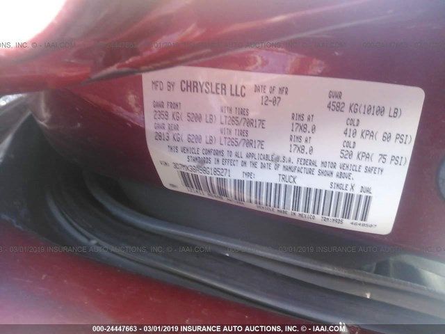 3D7MX38A98G185271 - 2008 DODGE RAM 3500 ST/SLT RED photo 9