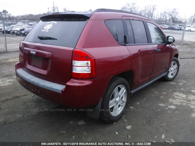 1J8FT47W47D145332 - 2007 JEEP COMPASS RED photo 4