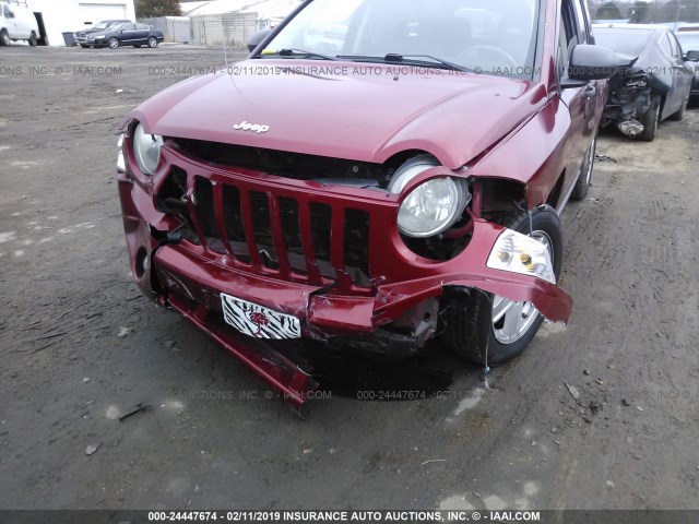 1J8FT47W47D145332 - 2007 JEEP COMPASS RED photo 6