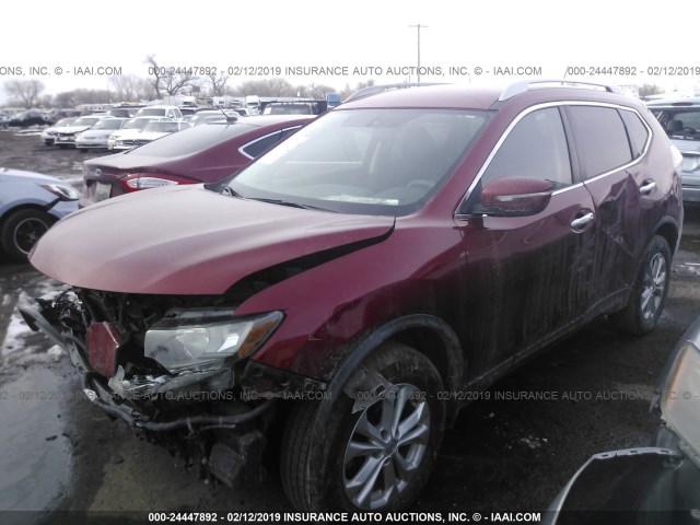 5N1AT2MV5EC774629 - 2014 NISSAN ROGUE S/SL/SV RED photo 2