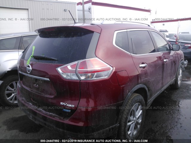 5N1AT2MV5EC774629 - 2014 NISSAN ROGUE S/SL/SV RED photo 4