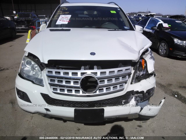 4JGBB8GB3BA685712 - 2011 MERCEDES-BENZ ML 350 4MATIC WHITE photo 6