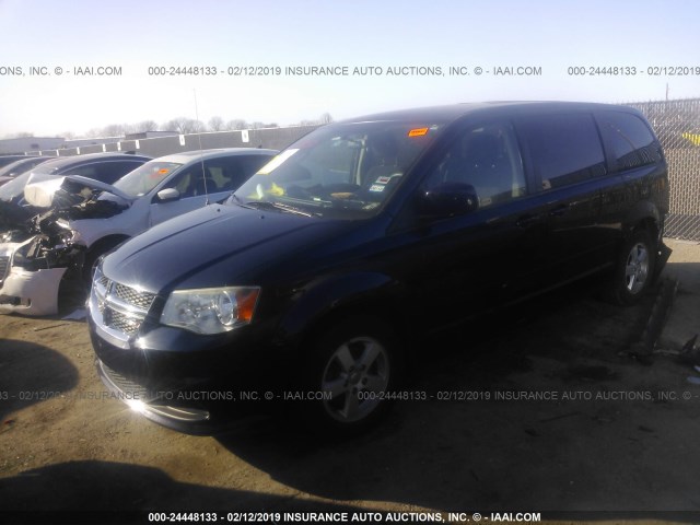 2C4RDGCG0DR524273 - 2013 DODGE GRAND CARAVAN SXT BLUE photo 2