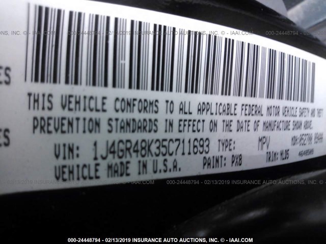 1J4GR48K35C711693 - 2005 JEEP GRAND CHEROKEE LAREDO/COLUMBIA/FREEDOM 黑色 照片 9