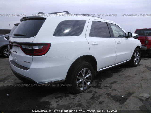 1C4RDJDG2GC331048 - 2016 DODGE DURANGO LIMITED WHITE photo 4