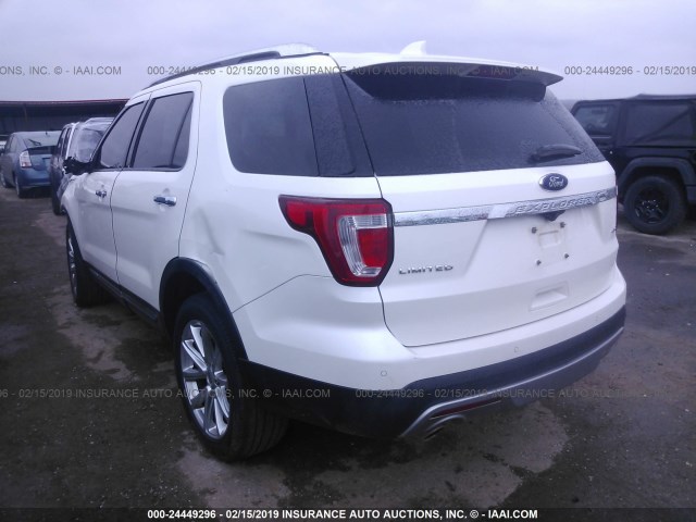 1FM5K8F84GGA30000 - 2016 FORD EXPLORER LIMITED WHITE photo 3