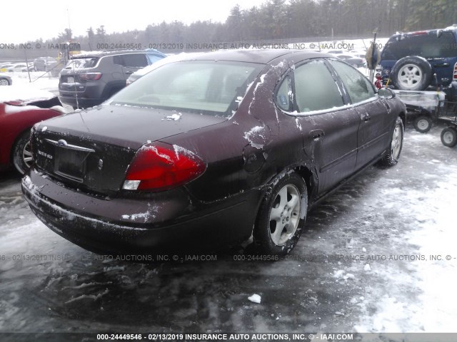 1FAFP55U21A211393 - 2001 FORD TAURUS SES MAROON photo 4