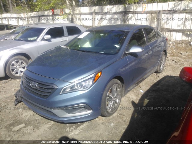 5NPE34AB9FH175489 - 2015 HYUNDAI SONATA SPORT/LIMITED BLUE photo 2