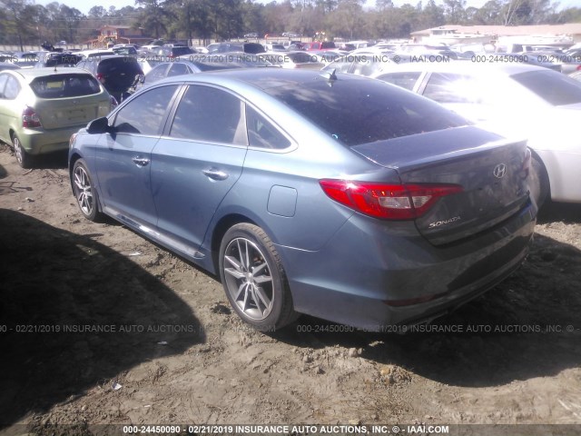 5NPE34AB9FH175489 - 2015 HYUNDAI SONATA SPORT/LIMITED BLUE photo 3