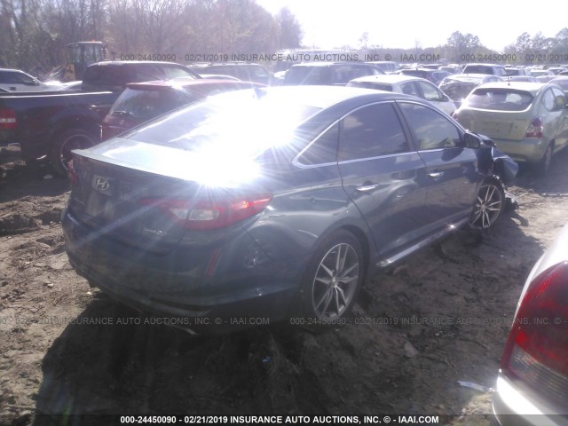 5NPE34AB9FH175489 - 2015 HYUNDAI SONATA SPORT/LIMITED BLUE photo 4