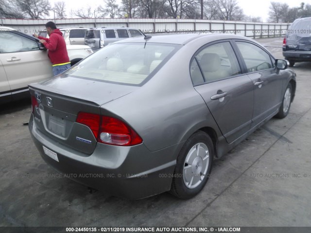 JHMFA362X7S029035 - 2007 HONDA CIVIC HYBRID GRAY photo 4