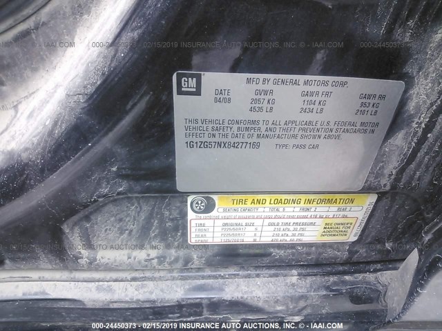 1G1ZG57NX84277169 - 2008 CHEVROLET MALIBU LS BLACK photo 9