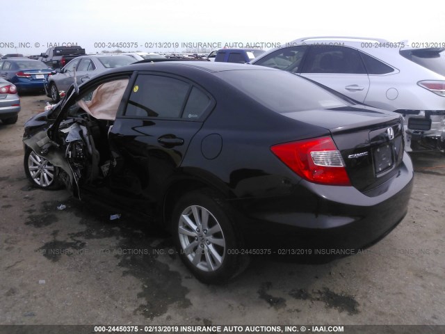 19XFB2F86CE331190 - 2012 HONDA CIVIC EX შავი ფოტო 3