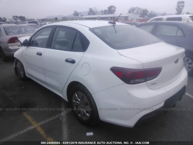 3KPA24AB2JE047917 - 2018 KIA RIO LX/S WHITE photo 3