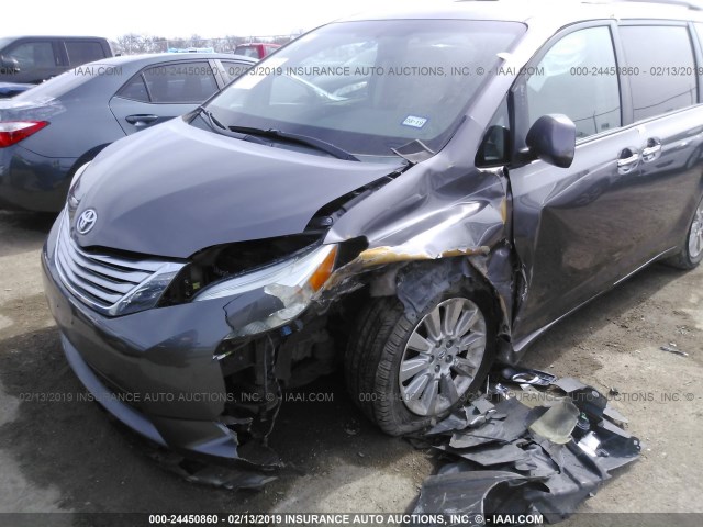 5TDYK3DC3CS224061 - 2012 TOYOTA SIENNA XLE/LIMITED GRAY photo 6