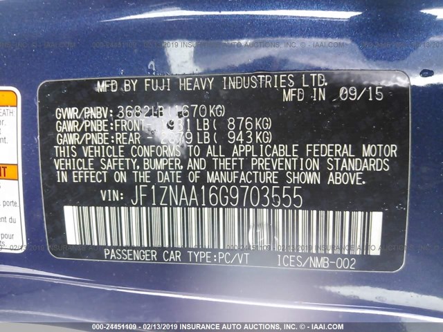 JF1ZNAA16G9703555 - 2016 TOYOTA SCION FR-S Dark Blue photo 9