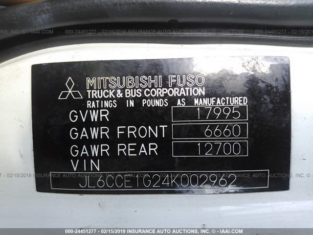 JL6CCE1G24K002962 - 2004 MITSUBISHI FUSO TRUCK FH 211 Unknown photo 9