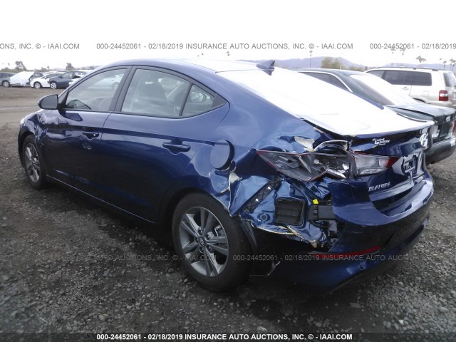 5NPD84LF1JH361954 - 2018 HYUNDAI ELANTRA SEL/VALUE/LIMITED BLUE photo 3