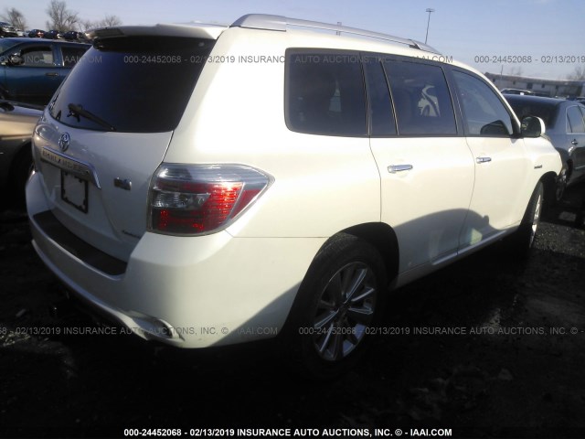 JTEJW3EH9A2044745 - 2010 TOYOTA HIGHLANDER HYBRID LIMITED WHITE photo 4